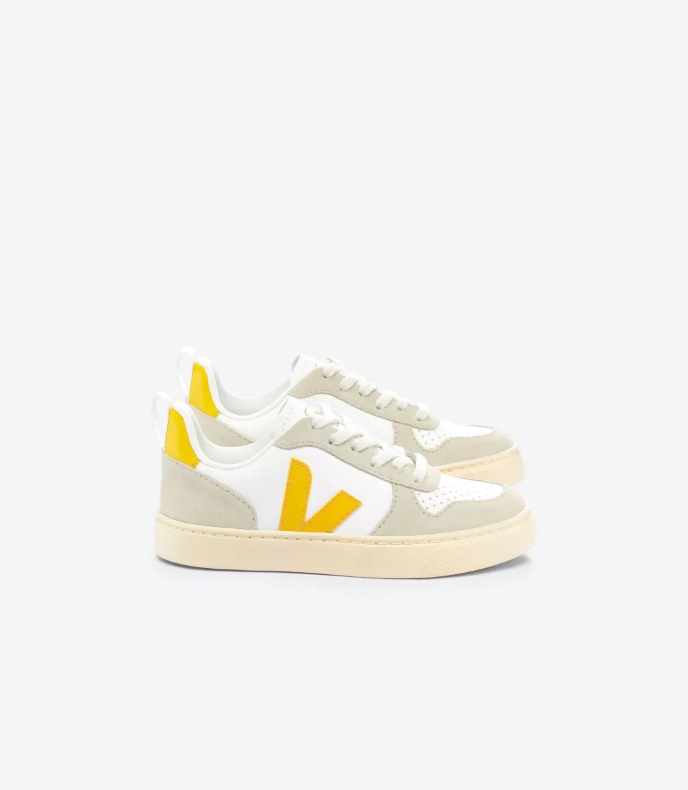 V-10>VEJA V-10 LEATHER WHITE OURO ALMOND