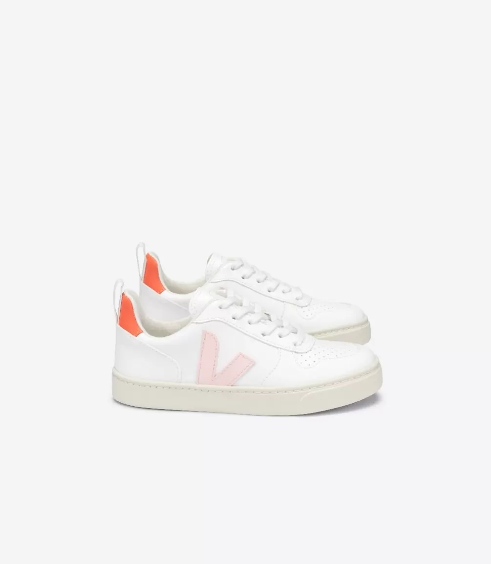 Niños>VEJA V-10 LACES CWL WHITE PETALE ORANGE FLUO