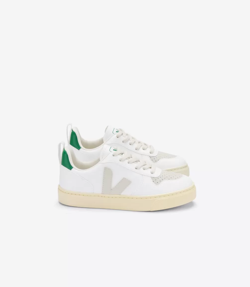 Niños | Vegana>VEJA V-10 LACES CWL WHITE PIERRE EMERAUDE