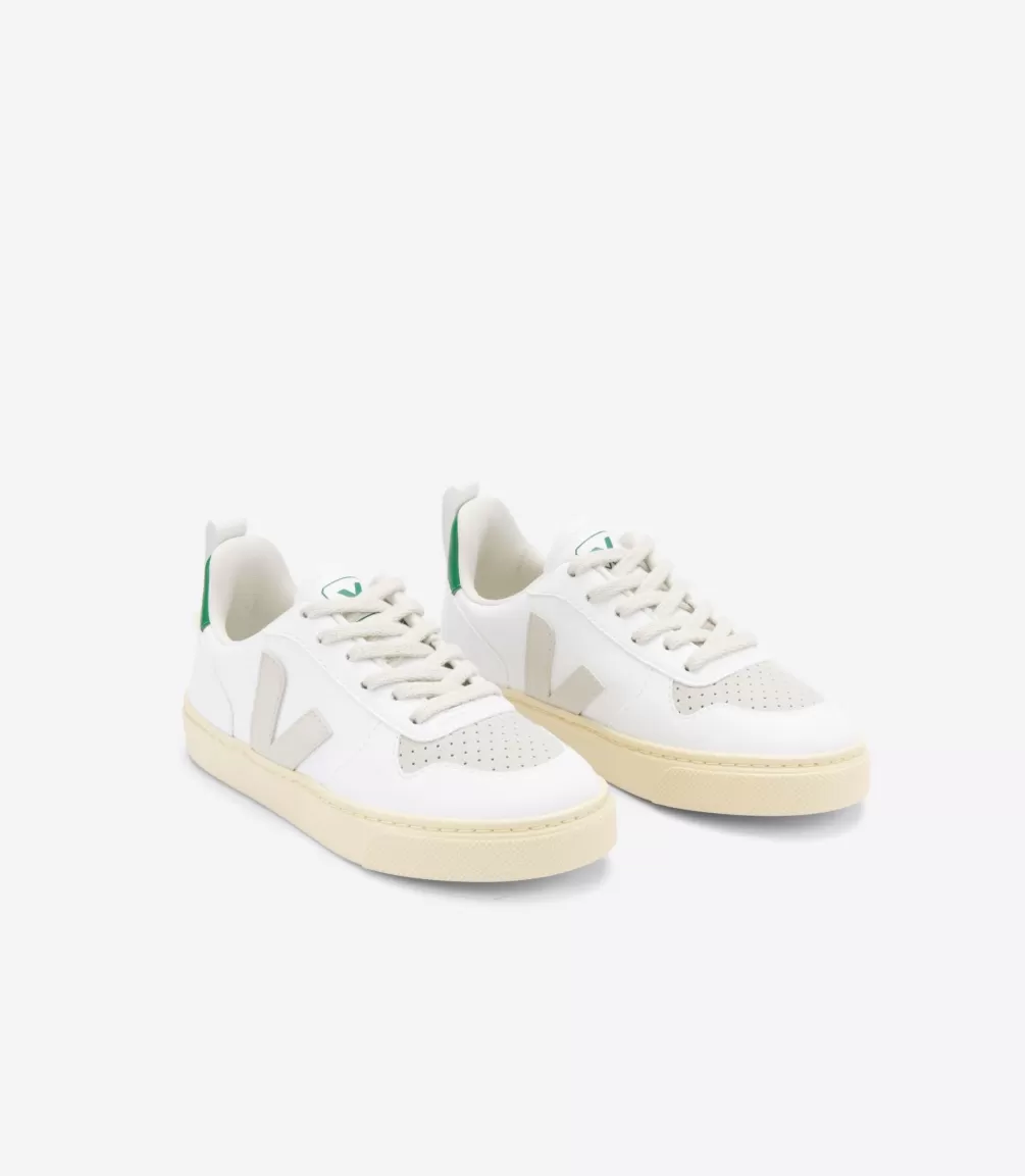 Niños | Vegana>VEJA V-10 LACES CWL WHITE PIERRE EMERAUDE