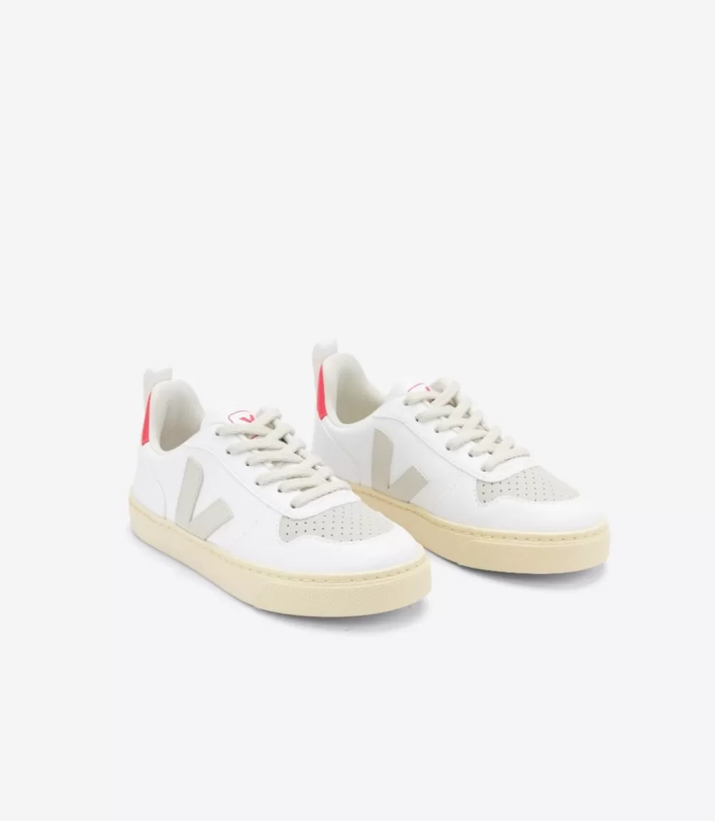 Niños | Vegana>VEJA V-10 LACES CWL WHITE PIERRE ROSE FLUO