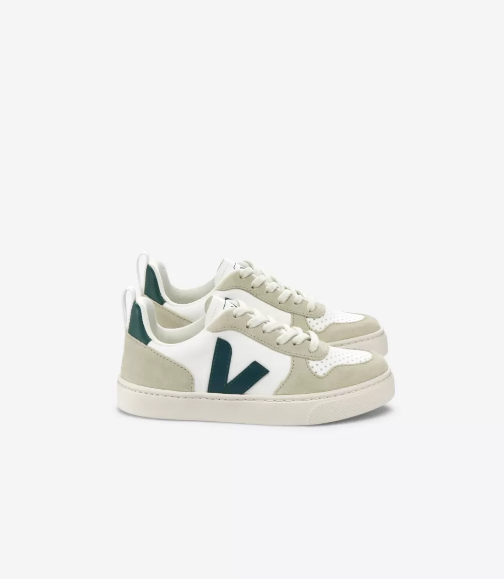 V-10>VEJA V-10 LACES LEATHER WHITE BRITTANY ALMOND