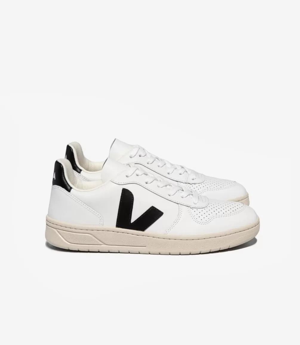 Adultos | Vegana>VEJA V-10 LEATHER WHITE BLACK