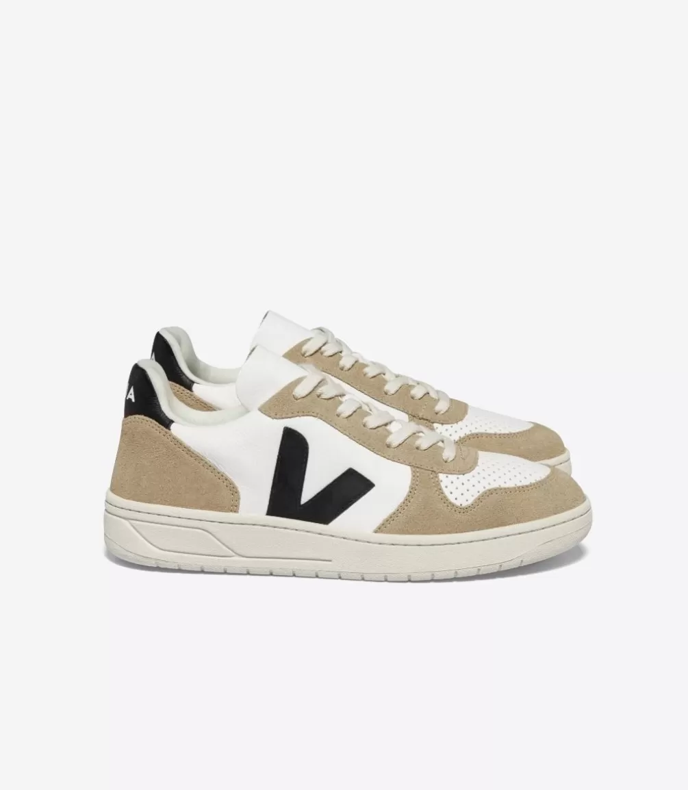 V-10 | V-10>VEJA V-10 LEATHER WHITE BLACK SAHARA