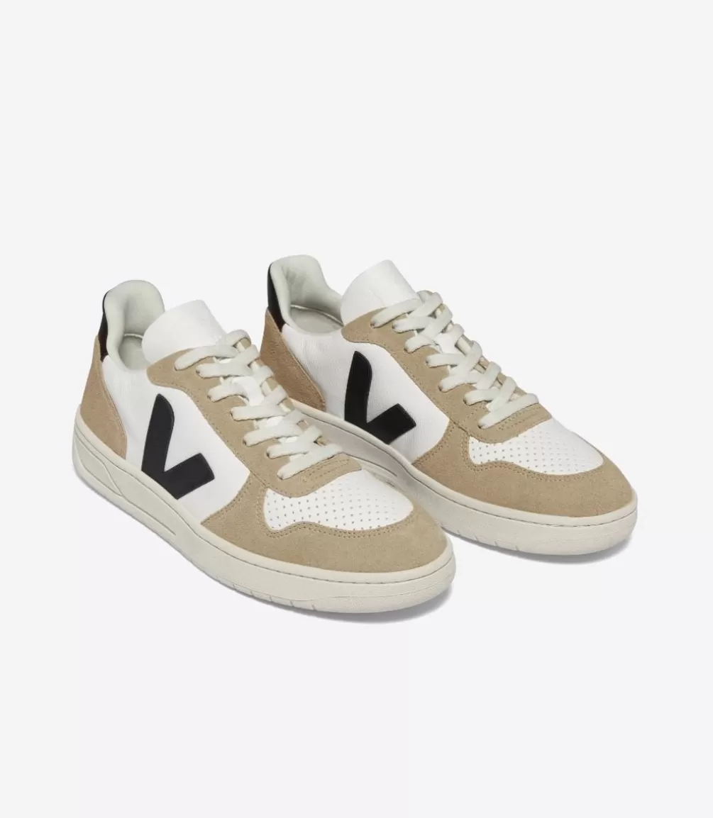 V-10 | V-10>VEJA V-10 LEATHER WHITE BLACK SAHARA