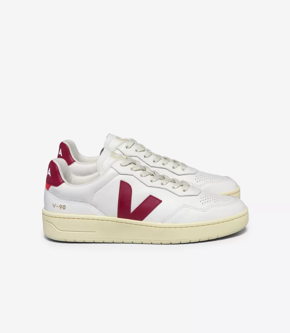 V-90 | V-90>VEJA V-90 LEATHER WHITE MARSALA