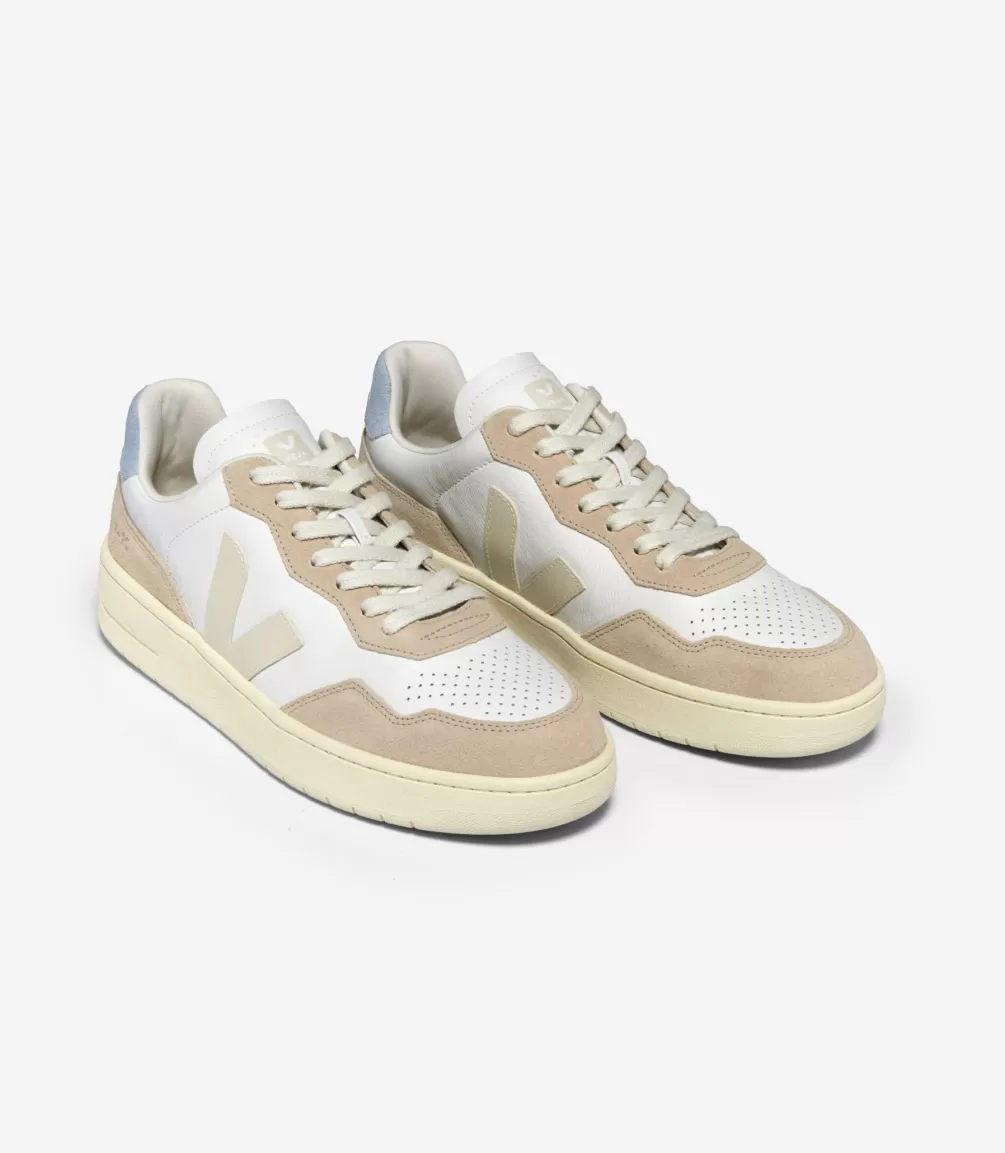 V-90 | Made In Europe>VEJA V-90 LEATHER WHITE PIERRE STEEL